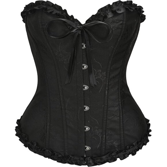 Tops - Women's Black Beauty Corset Tops Bustier Lingerie Lace Waist Push Up Bodysuit